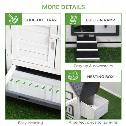 Chicken Coop Wooden Chicken House Rabbit Hutch Poultry Cage Hen Pen  With Nesting Box, Ramp, Run