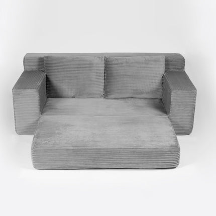 Loveseat Sofa, Comfortable Deep Seat Sofa Bed, Modern Small Corduroy Couch For Living Room Bedroom,Reversible Cushion With Pillows,No Assembly Required,Dark-grey