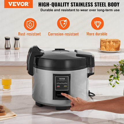 Commercial Rice Cooker 45-Cup Non-Stick Pot 9L 12H Keep Warm Restaurant