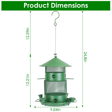 1Pc Wild Bird Feeder Squirrel-Proof Chew-Proof Metal Bird Seed Feeder Outdoor Hanging Bird Feeder With 360 Degree Circular Perches Water Cups For Yard Garden Patio Spring Summer