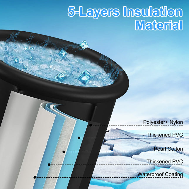 1Pc 97Gal Large Size Ice BathTub With Cover For Adults Athletes Recovery Cold Water Therapy Outdoor Portable Cold Plunge Tub 660LBS Load Capacity 33.46x33.46x29.52in