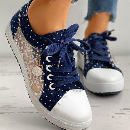 Solid Color Canvas Shoes Flat Lace-up Mesh