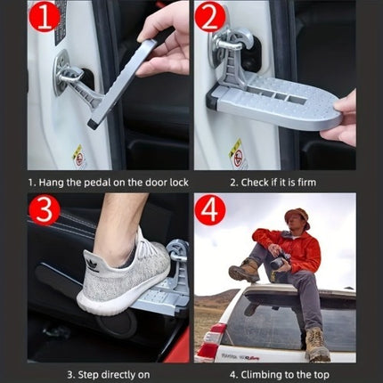 New Foldable Car Roof Rack Step Car Door Step Multifunction Universal Latch Hook Foot Pedal Aluminium Alloy Safety RV Car Accessories