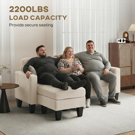 Sectional Sofa, L Shaped Couch, with Reversible Chaise or Ottoman, Cream White