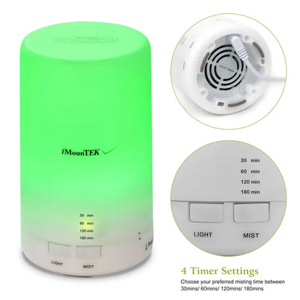 Ultrasonic Cool Mist Humidifier Mini Aroma Essential Oil Diffuser With Colorful Lights 4 Timer Settings