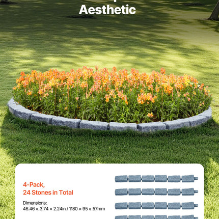 Fake Stone Landscape Edging 46.2 X 2.2 In Garden Lawn Edging Border For Walkway