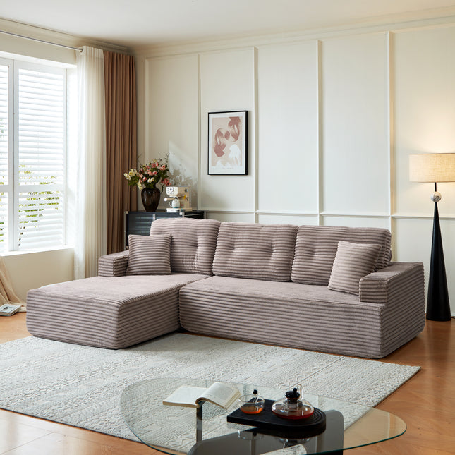 Right-Facing Chaise,L Shape Modular Sectional Sofa, Compressed Sectional Sofa Modern Minimalist Style Corduroy Couch,Unfold Into A Bed, Bedroom, Comfy Compressed Sofa