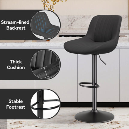 Bar Stools, Adjustable Modern Swivel Bar Stools With Backs, Counter Height Performance Fabric Island Chairs For Home Kitchen