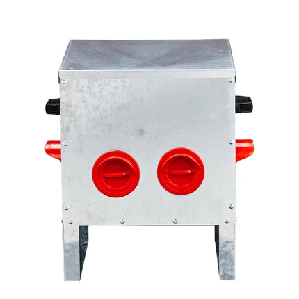Automatic Chicken Feeder Rodent Proof, 4 Ports Large Capacity Metal Poultry Feeder With Handles And Lid, Galvanized Chicken Feeder For Hen Coop