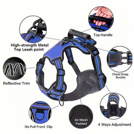 Tactical Service Dog Harness Strap Set, Car Seat Belt, Collapsible Bowl, Biodegradable Trash Bag Set For Dogs
