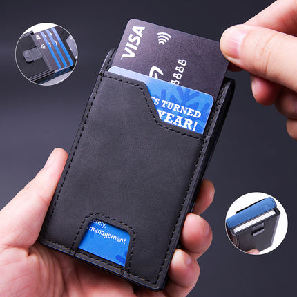 Men's Slim Wallet With Pop Up Card Holder, RFID Blocking, Minimalist Design With Large Card Capacity, Money Clip