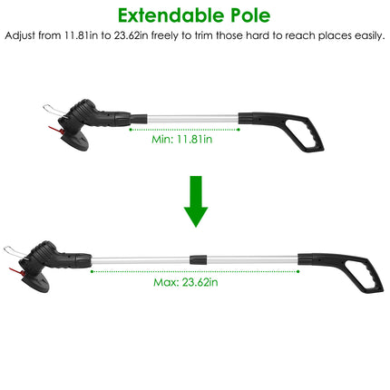 1Pc Electric Cordless Grass Trimmer Rechargeable Extendable With 5 Blades 1 Battery