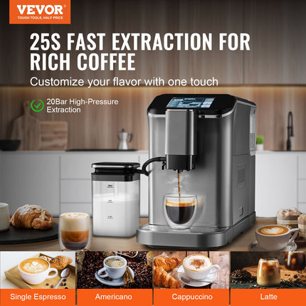 Fully Automatic Espresso Machine 20 Bar With Auto Milk Frother & Grinder