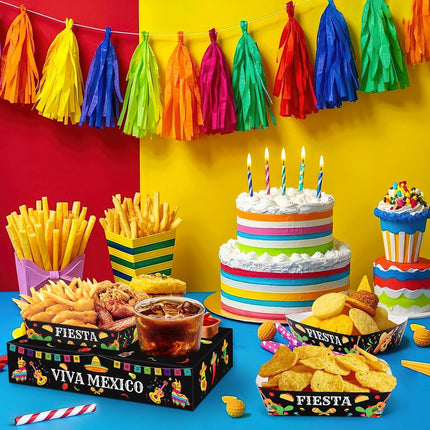 36Pcs Fiesta Movie Night Snack Trays Candy Popcorn French Fries Snack Trays Mexican Party Plates For Snacks Tray Cinco De Mayo Party Supplies Clearance