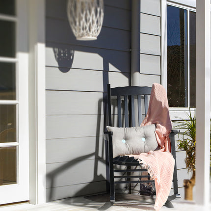 Black Poplar Wavy Wooden Rocking Chair With Armrests