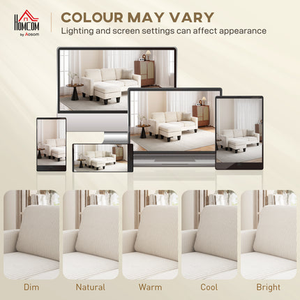 Sectional Sofa, L Shaped Couch, with Reversible Chaise or Ottoman, Cream White