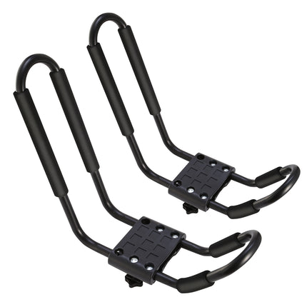 1 Pair Universal J-Bar Kayak Carrier 220LBS Load Heavy Duty Canoe Car Top Mount Carrier Roof Rack With 2Pcs Tie Down Straps