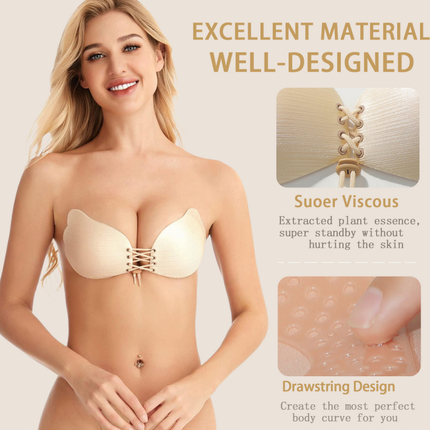 Viomisha 1 Set Women Sticky Bra And Thong Briefs Backless Strapless Bra Push Up Breathable Underwear Adhesive Invisible Lift Up Bras.