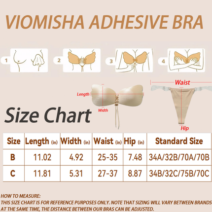 Viomisha 1 Set Women Sticky Bra And Thong Briefs Backless Strapless Bra Push Up Breathable Underwear Adhesive Invisible Lift Up Bras.