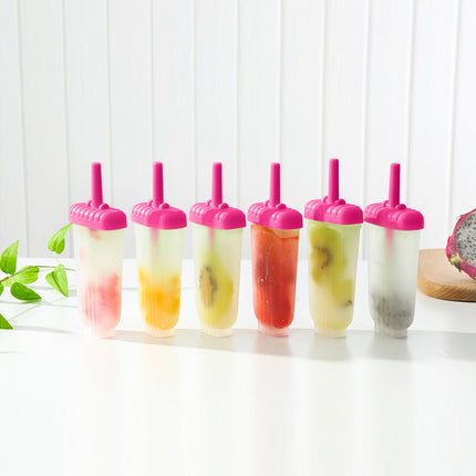 1 Set 6 Cavity Popsicle Molds Reusable Ice Cream DIY Ice Maker Ice Bar Maker Plastic Popsicle Mold For Homemade Iced Snacks