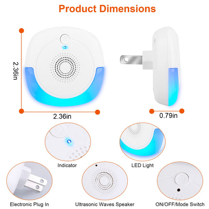 6 Packs Ultrasonic Pest Repellers Plug-In Indoor Pest Control Mouse Repellent Chaser Deterrent For Home Kitchen Office Warehouse Hotel