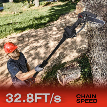 1Set 2-in-1 Cordless Pole Saw & Mini Chainsaw With 2Pcs 3000mAh Batteries 4in 6in Chains For Tree Trimming