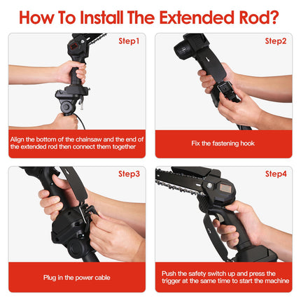 1Set 2-in-1 Cordless Pole Saw & Mini Chainsaw With 2Pcs 3000mAh Batteries 4in 6in Chains For Tree Trimming