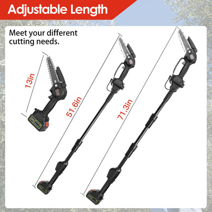 1Set 2-in-1 Cordless Pole Saw & Mini Chainsaw With 2Pcs 3000mAh Batteries 4in 6in Chains For Tree Trimming