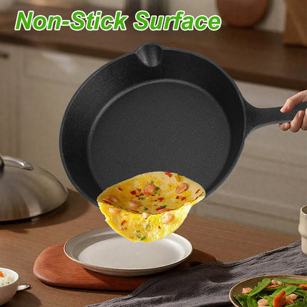 3Pcs Pre-Seasoned Cast Iron Skillet Set For Indoor Outdoor 6in 8in 10in Non-Stick Oven Safe Cookware Heat-Resistant Frying Pan For Frying Cooking Baking