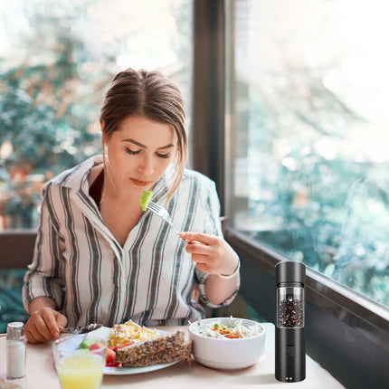 Electric Salt And Pepper Grinder Automatic Gravity Sensor Battery Powered Salt Mill LED Indicator Adjustable Coarseness One Hand Easy Operation