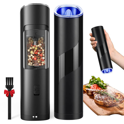 Electric Salt And Pepper Grinder Automatic Gravity Sensor Battery Powered Salt Mill LED Indicator Adjustable Coarseness One Hand Easy Operation