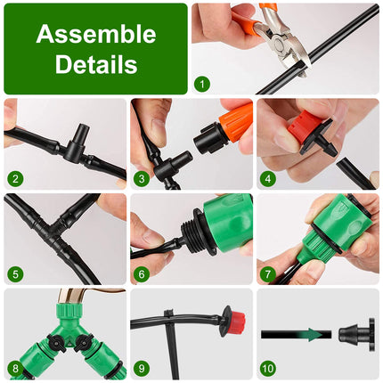 164FT Drip Irrigation Kit Automatic Garden Irrigation System Misting Plant Watering Drip Kit For Garden Greenhouse Flower Bed Patio Lawn