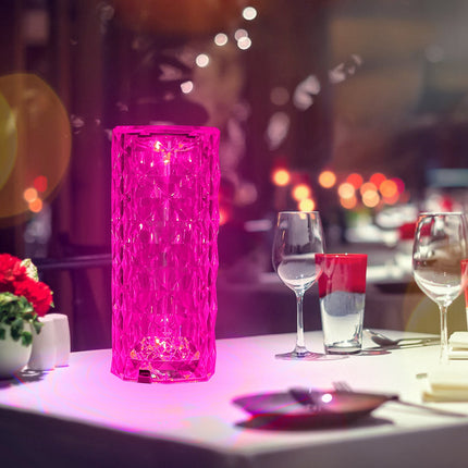 Crystal Diamond Rose Table Lamp Dimmable Remote Touch Control Beside LED Night Light Rechargeable 16 Color Change Atmosphere Bar Lamp