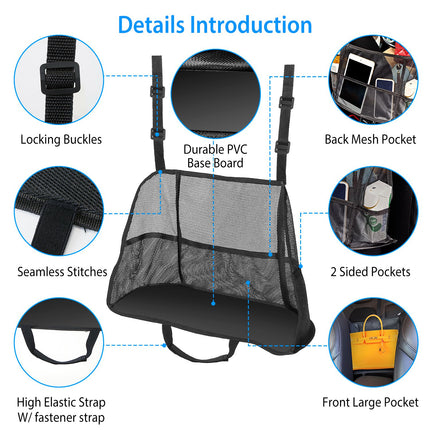 1Pc Car Net Pocket Handbag Holder Car Storage Netting Pouch Seat Side Storage Mesh Organizers Bag For Purse Phone Documents Barrier Pets Kids At Backseat