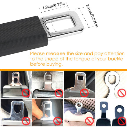 2Pcs Car Seat Belt Extender 9in Buckle Tongue Webbing Extension Safety Belt Auto Belt Clip Lengthening