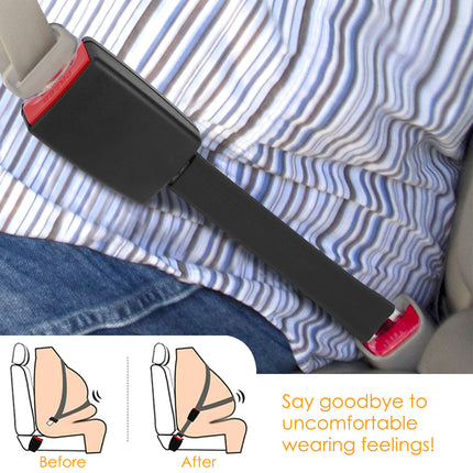 2Pcs Car Seat Belt Extender 9in Buckle Tongue Webbing Extension Safety Belt Auto Belt Clip Lengthening