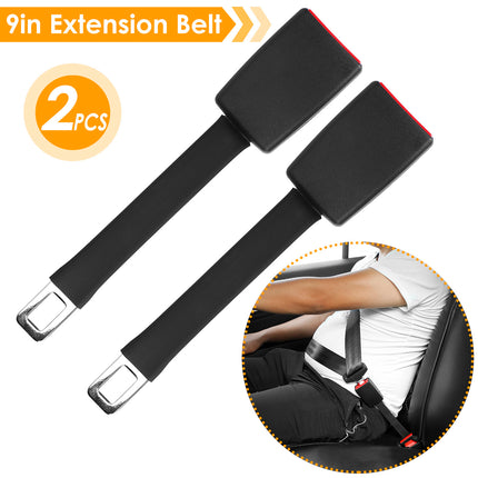 2Pcs Car Seat Belt Extender 9in Buckle Tongue Webbing Extension Safety Belt Auto Belt Clip Lengthening