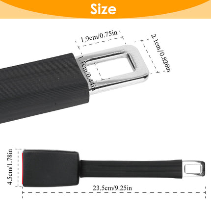 2Pcs Car Seat Belt Extender 9in Buckle Tongue Webbing Extension Safety Belt Auto Belt Clip Lengthening