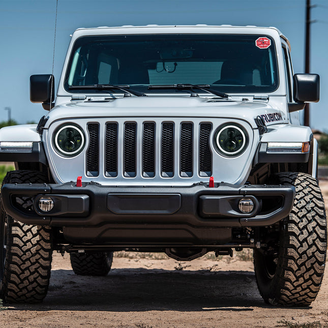 2Pc 7in 6000LM Round LED Headlight Halo Angel Eyes For Jeep Wrangler TJ JK CJ With H4 To H13 Adapter Plug And Play