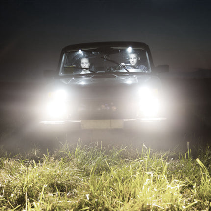 2Pc 7in 6000LM Round LED Headlight Halo Angel Eyes For Jeep Wrangler TJ JK CJ With H4 To H13 Adapter Plug And Play
