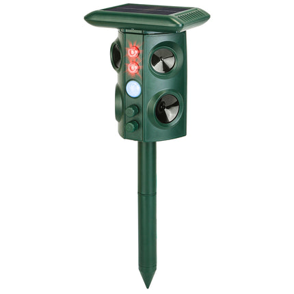 Solar Ultrasonic Animal Repeller Solar Powered Animal Repellent Chaser With PIR Motion Sensor IP54 Waterproof Sound Flashing Light For Deer Raccoon Squirrel Mice Snakes Cat Dog