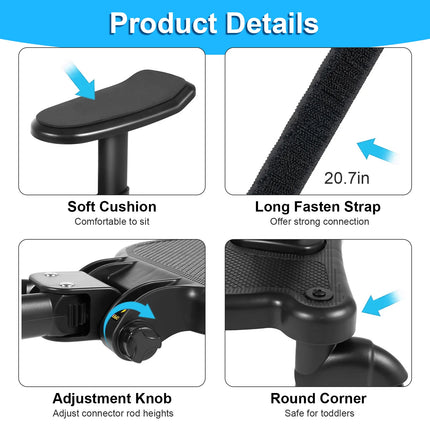 1Pc 2 In 1 Universal Stroller Board Sit & Stand Buggy Wheeled Board Toddler Stroller Attachment With Detachable Seat For 3-7 Years Old