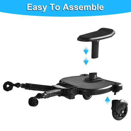 1Pc 2 In 1 Universal Stroller Board Sit & Stand Buggy Wheeled Board Toddler Stroller Attachment With Detachable Seat For 3-7 Years Old