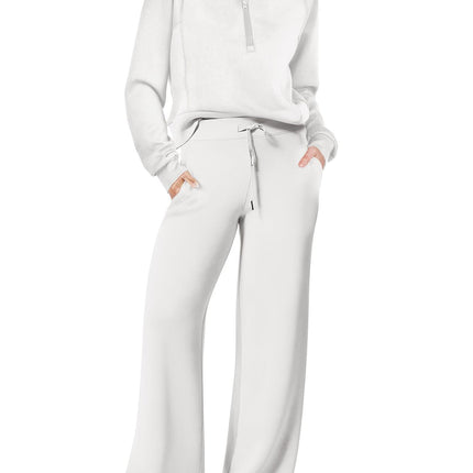 Leisure Sports Suit Long-sleeve Zipper Sweatshirt Wide Leg Pants Two-piece Set