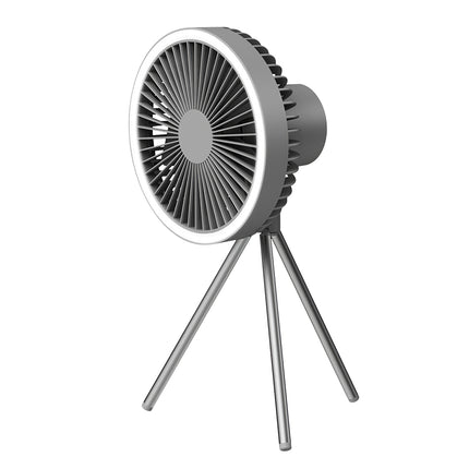 Camping Fan With Lantern Rechargeable Battery Powered Portable Tripod Fan For Tent With Hanging Hook Carabiner Emergency Power Bank Desk Fan With Timer Speed Brightness Setting