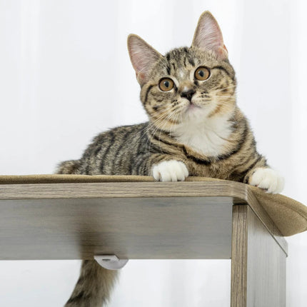 Corner Modern Cat Tree Tall For Climbing, Large Multilevel Cat Tower With Scratching Posts, Small-Fit Kitten Tower With Sisal, Cream White