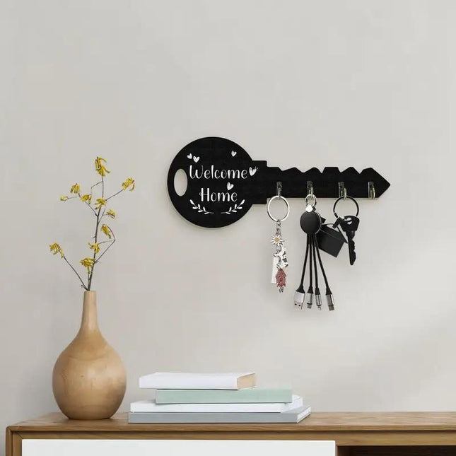 1pcs Vintage Wooden Key Shaped Key Hook Wall Decorative Hook Housewarming Gift Rustic Style Home Decor Halloween Thanksgiving Christmas Decoration