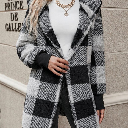 Coat Loose Plaid Color Stitching Knitted Cardigan Sweater