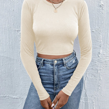 Women's Round Neck Pullover Casual Long Sleeve T-shirt Top