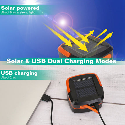 Solar Camping Lantern LED Collapsible Tent Lamp USB Rechargeable Portable Emergency Camping Light For Hiking Fishing Outdoor